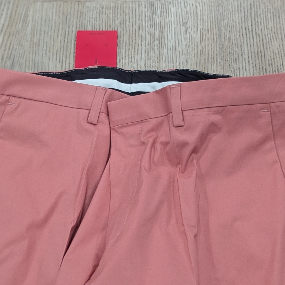 $199 Mens HUGO Hugo Boss "Hesten" Stretch Cotton Dress Pants Pink 34 - Picture 2 of 7